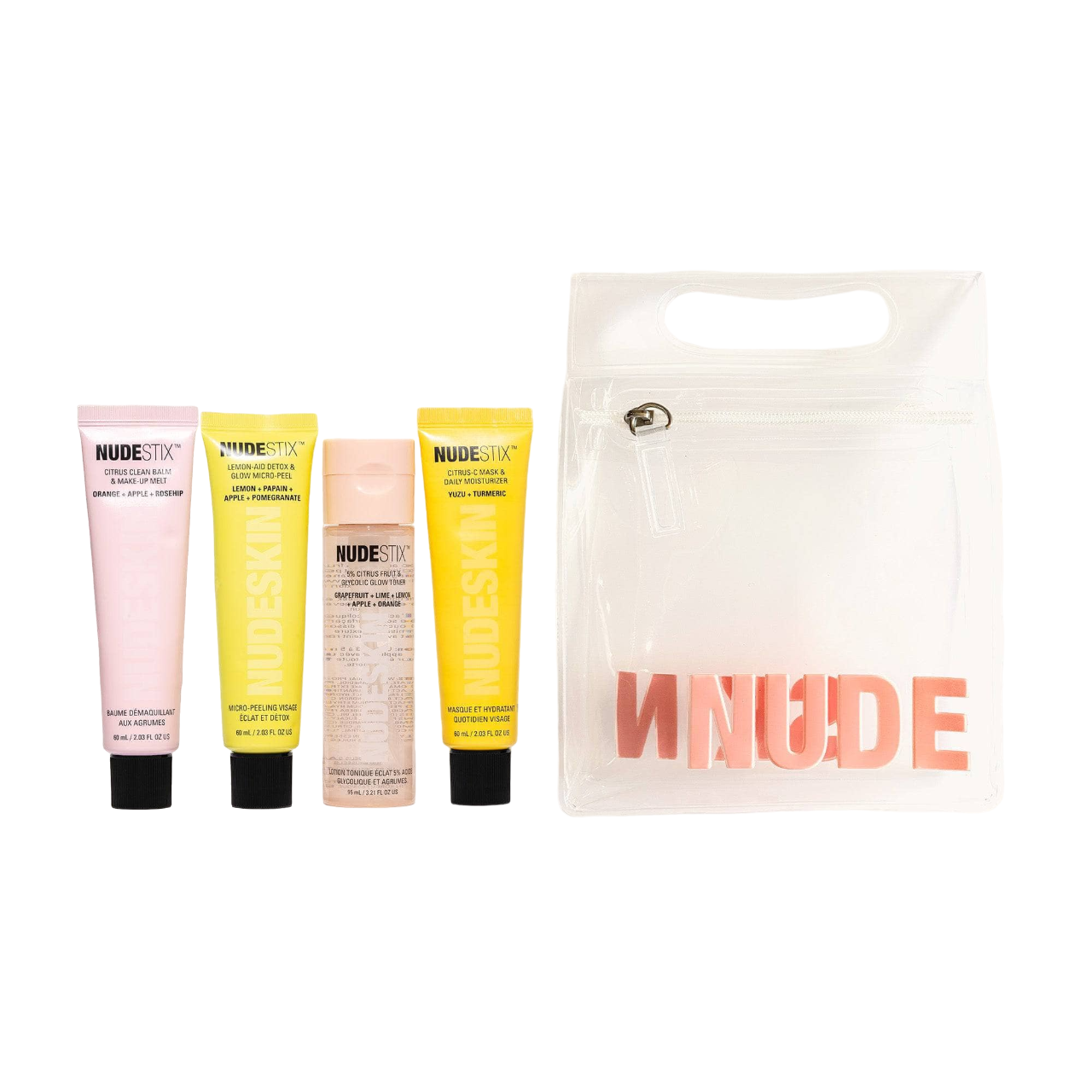 4 Steps Citrus Renew Set Nudestix: Lemon-Aid, Detox, Peel-Off Mask, For Face, 60 ml + Nudeskin, Citrus, Cleansing Balm,