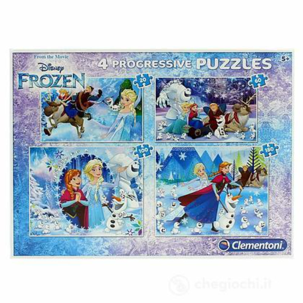 Set, Clementoni, Frozen, 4-In-1, Puzzle, 7723, For Girls, 20 x 60 x 100 x 180 pcs