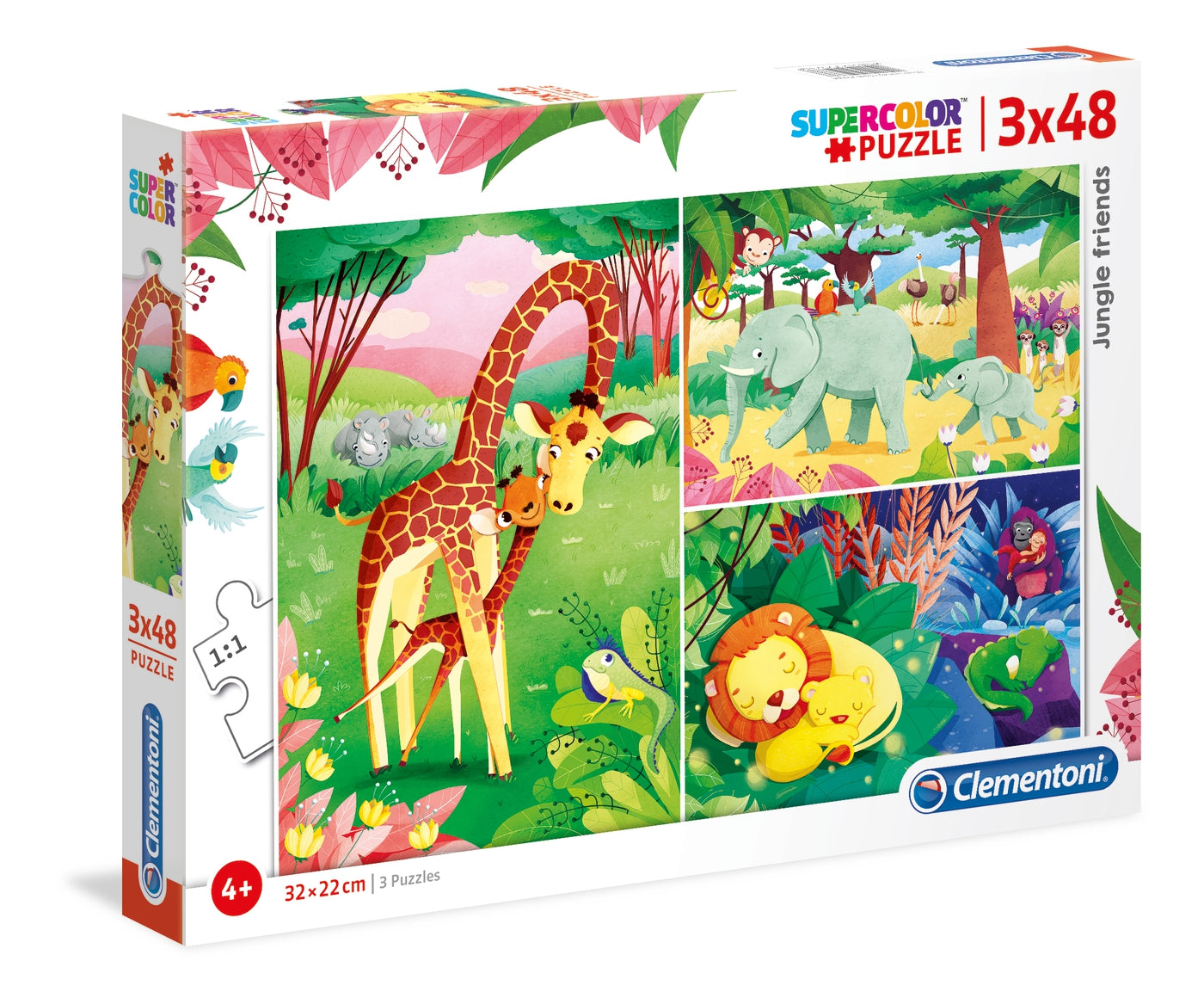 Set Trio, Clementoni, Jungle Friends, Puzzle, Unisex, 4+ years, 3x48 pcs