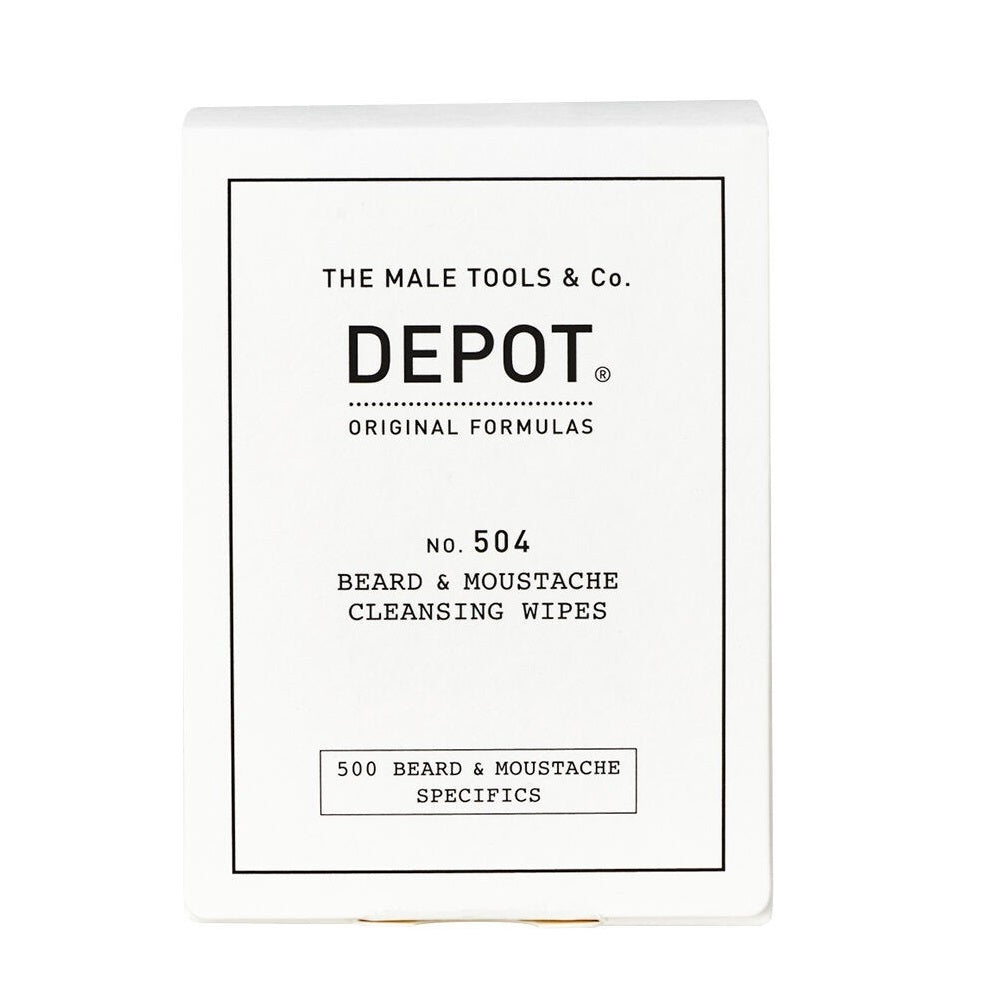 Set, Depot, 500 Beard & Mustache Specifics No. 504, Beard & Moustache Cleansing Wipes, 12 pcs