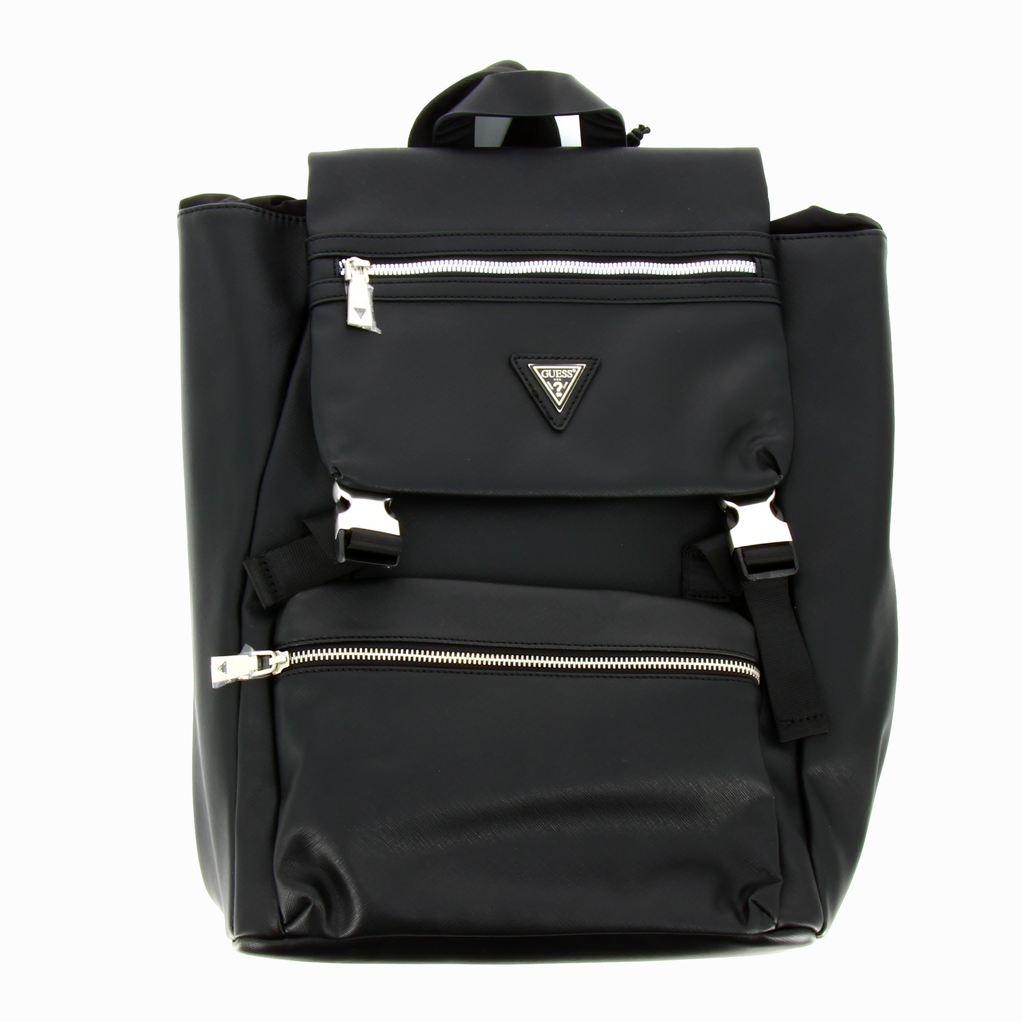 Guess, Salameda, Synthetic Leather, Textile Backpack, Black, Laptop Compartiment, For Men