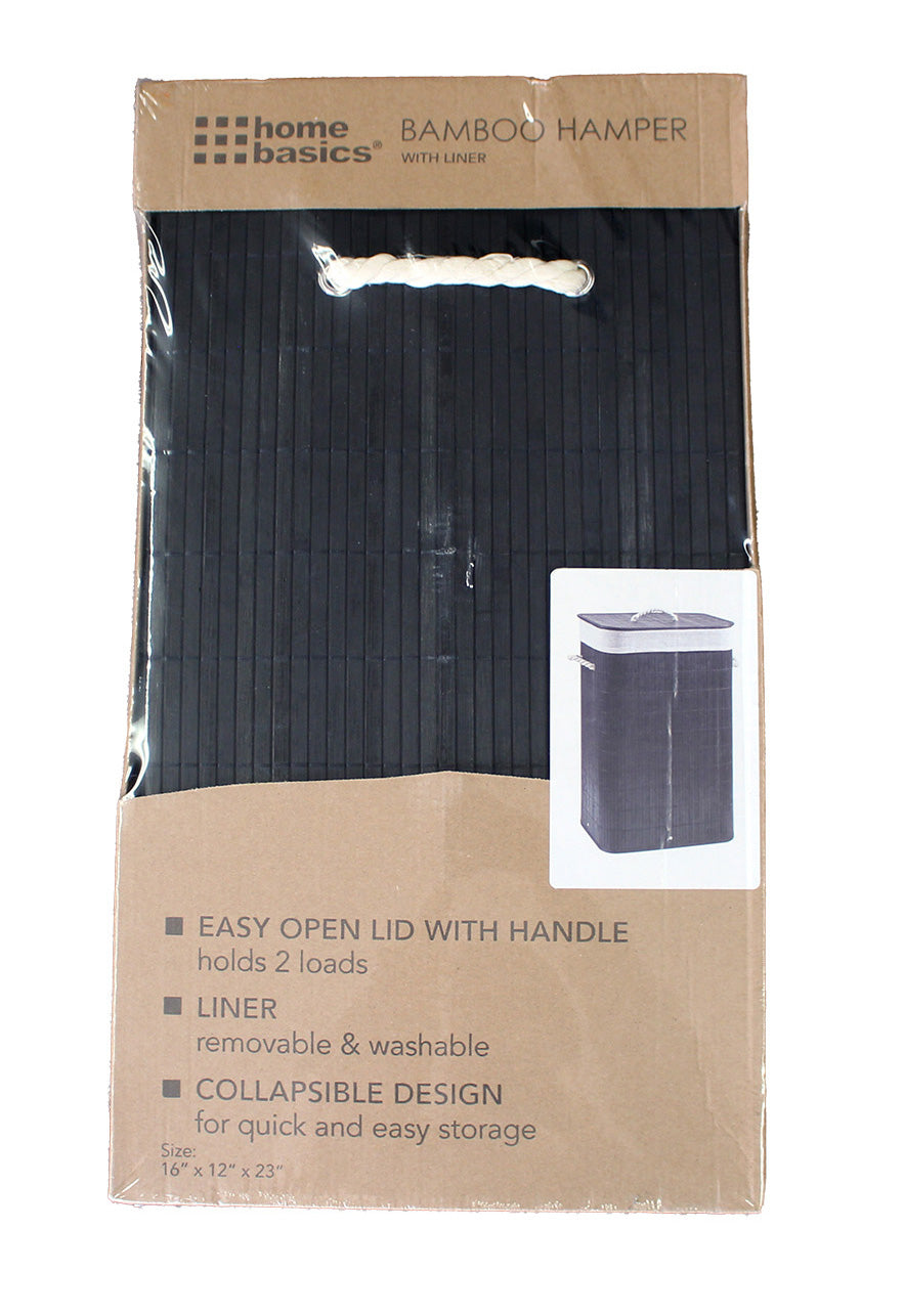 Bamboo Rectangular Hamper For Clothes Black