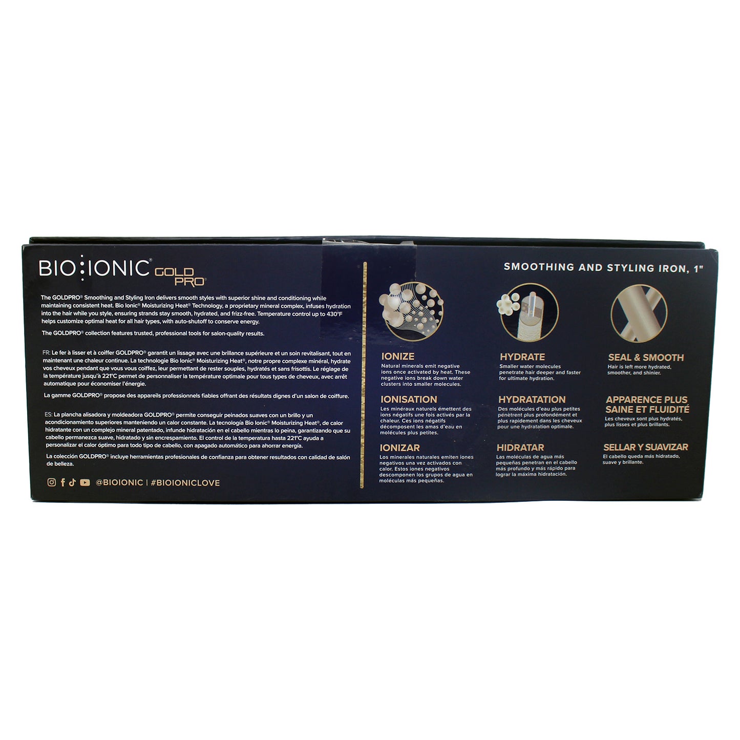 BIO IONIC Goldpro Smoothing & Styling Iron, 1 Inch 1 Count
