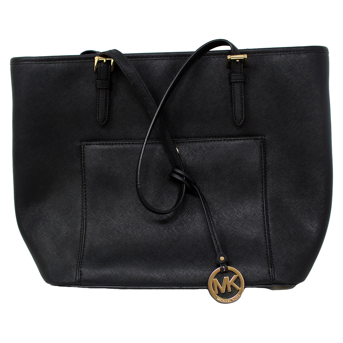 Michael Kors Jet Set Medium Top Zip Snap Pocket Tote (Cut Handle)