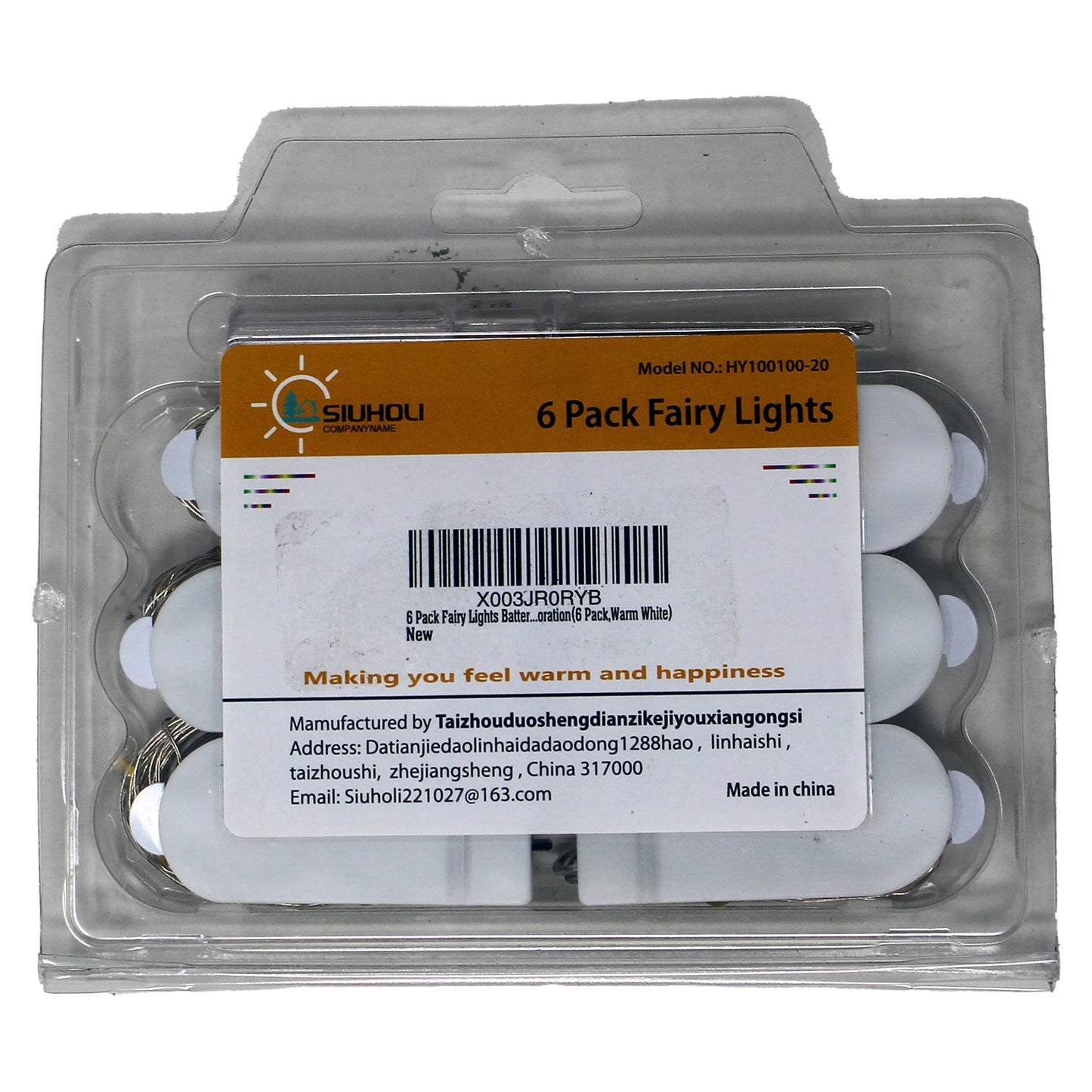 Siuholi 6 Pack Fairy Lights (Warm White)
