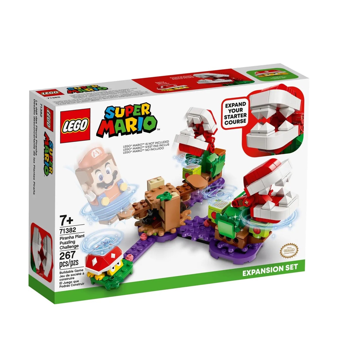 Lego, Super Mario, Piranha Plant Puzzling Challenge Expansion Set, Construction Set, 71382, Unisex, 7+ years, 267 pcs