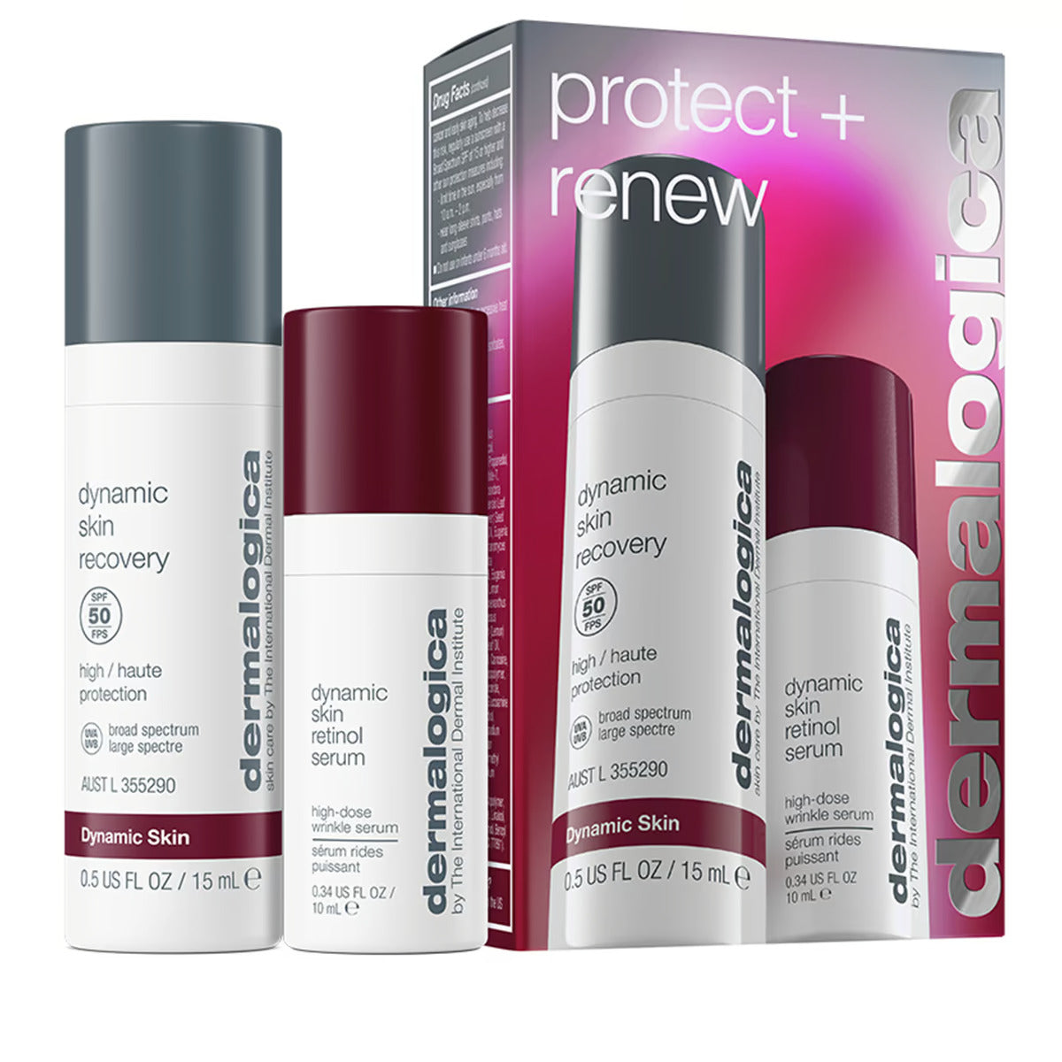 Protect + Renew Set Dermalogica: Dynamic Skin, Retinol, Anti-Wrinkle, Serum, For Face, 10 ml + Dynamic Skin, Retinol, An