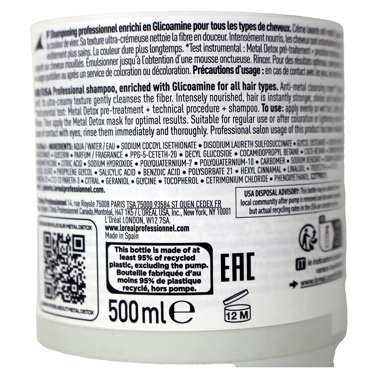 L'Oréal Professionnel Metal Detox Shampoo 16.9 Fluid Ounces
