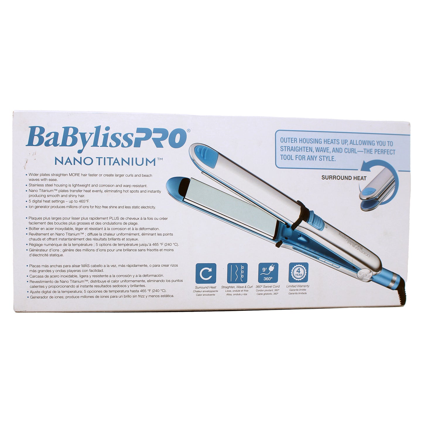 BabylissPRO Nano Titanium Prima 3300 Stainless Steel Flat Iron 1.5" 1 Count