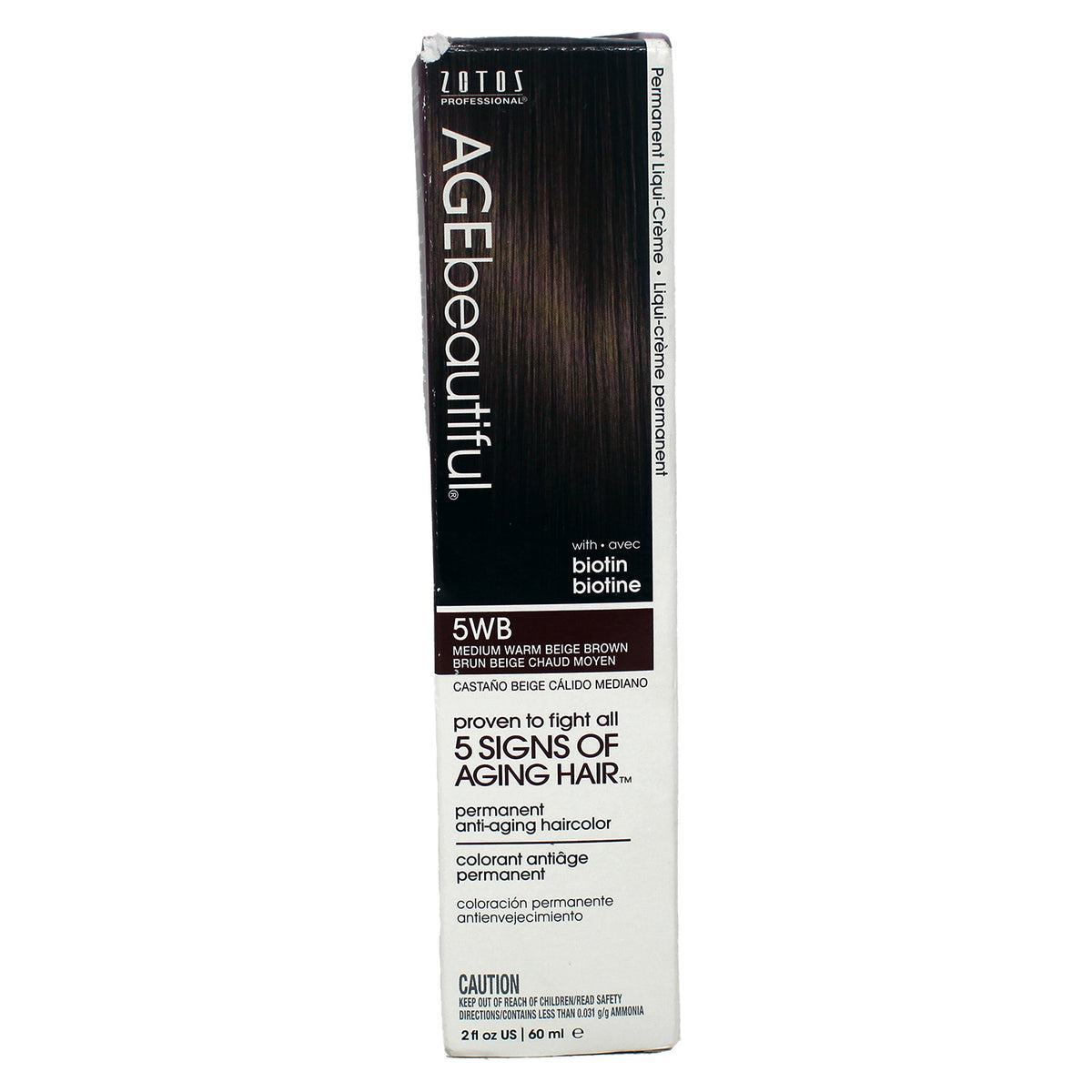 AGE Beautiful Permanent Hair Dye Liquid Creme 5WB Medium Warm Beige Brown 2 Oz