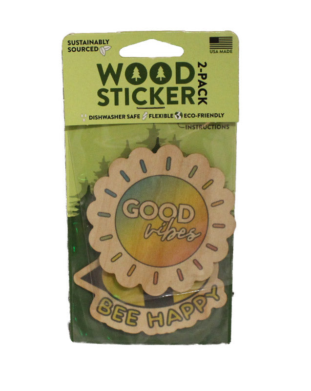 Dust City Wood Sticker 2-Pack (Good Vibes and Bee Happy Stickers)