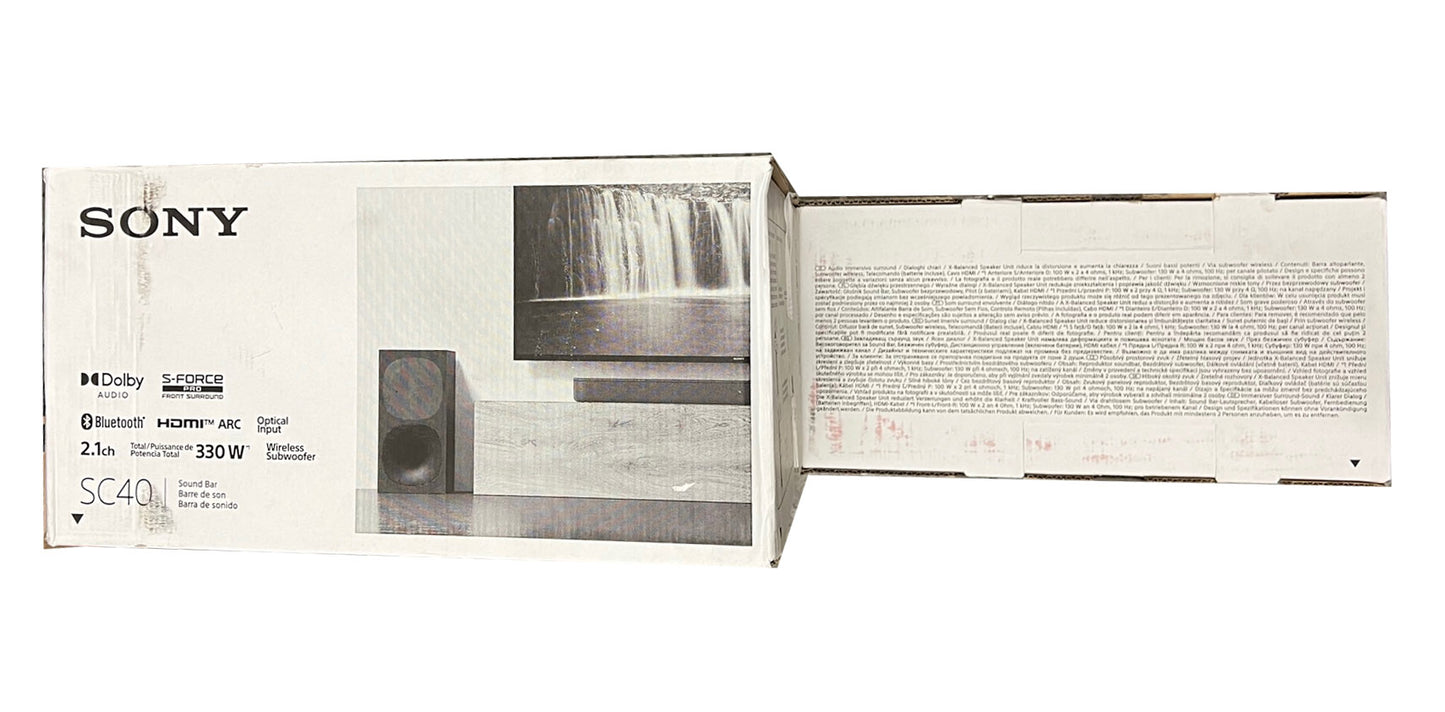 Sony Sound Bar and Wireless Subwoofer HT-SC40 2.1 Ch 330 Watt Black