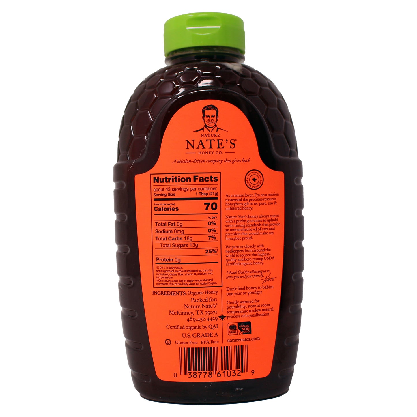 Nature Nate's 100% Pure Organic Raw Unfiltered Honey 32 Ounces