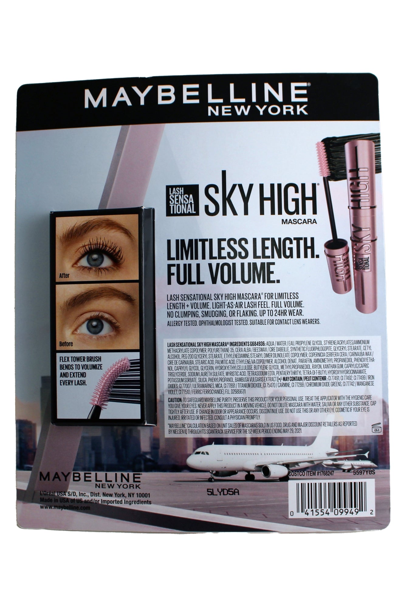 Maybelline Lash Sensational Sky High Mascara 800 Blackest Black 3 Pack