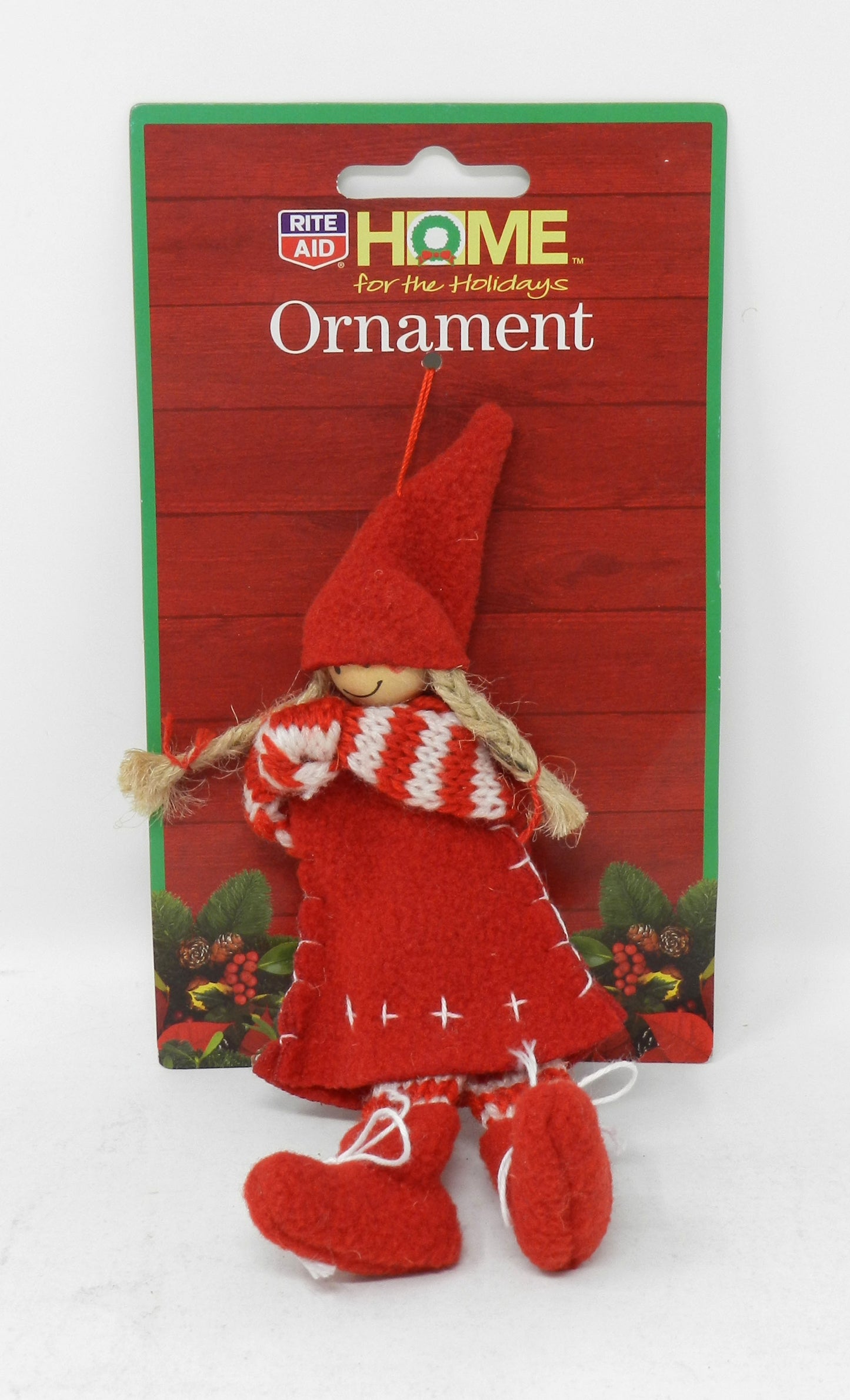 Home For The Holidays Christmas Little Girl Cloth Ornament Red