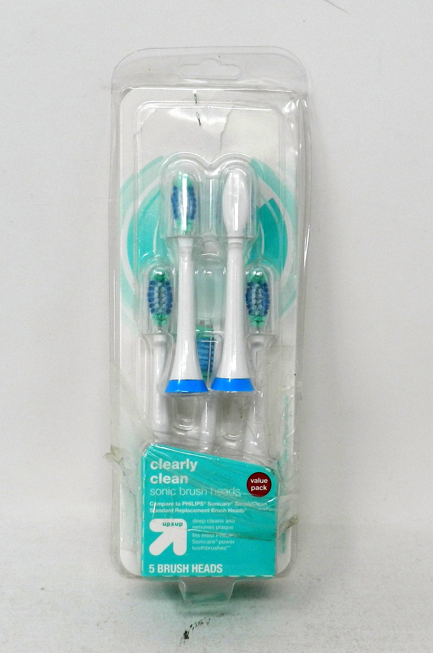 Up & Up Clearly Clean Sonic Replacement Brush Heads Packaging Distressed