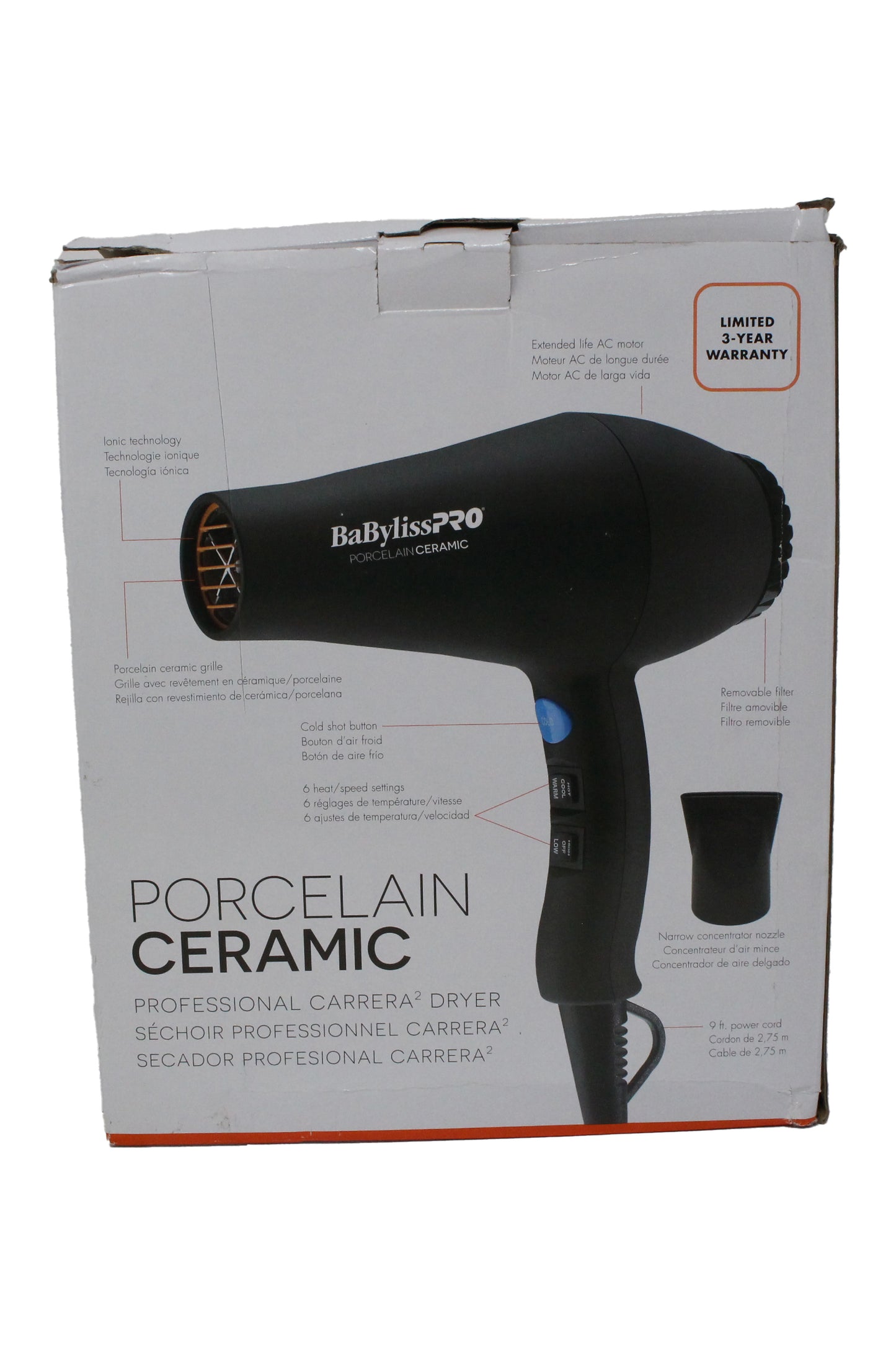 BaBylissPRO Porcelain Ceramic Carrera Professional Hair Dryer