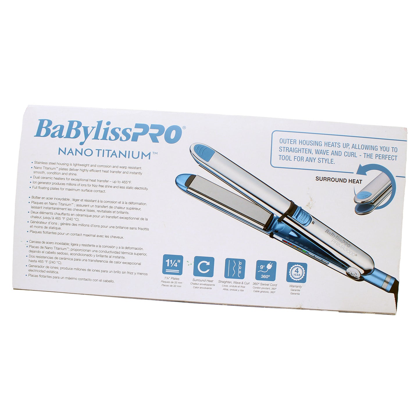 BabylissPRO Nano Titanium Prima 3000 Stainless Steel Flat Iron 1.25" 1 Count