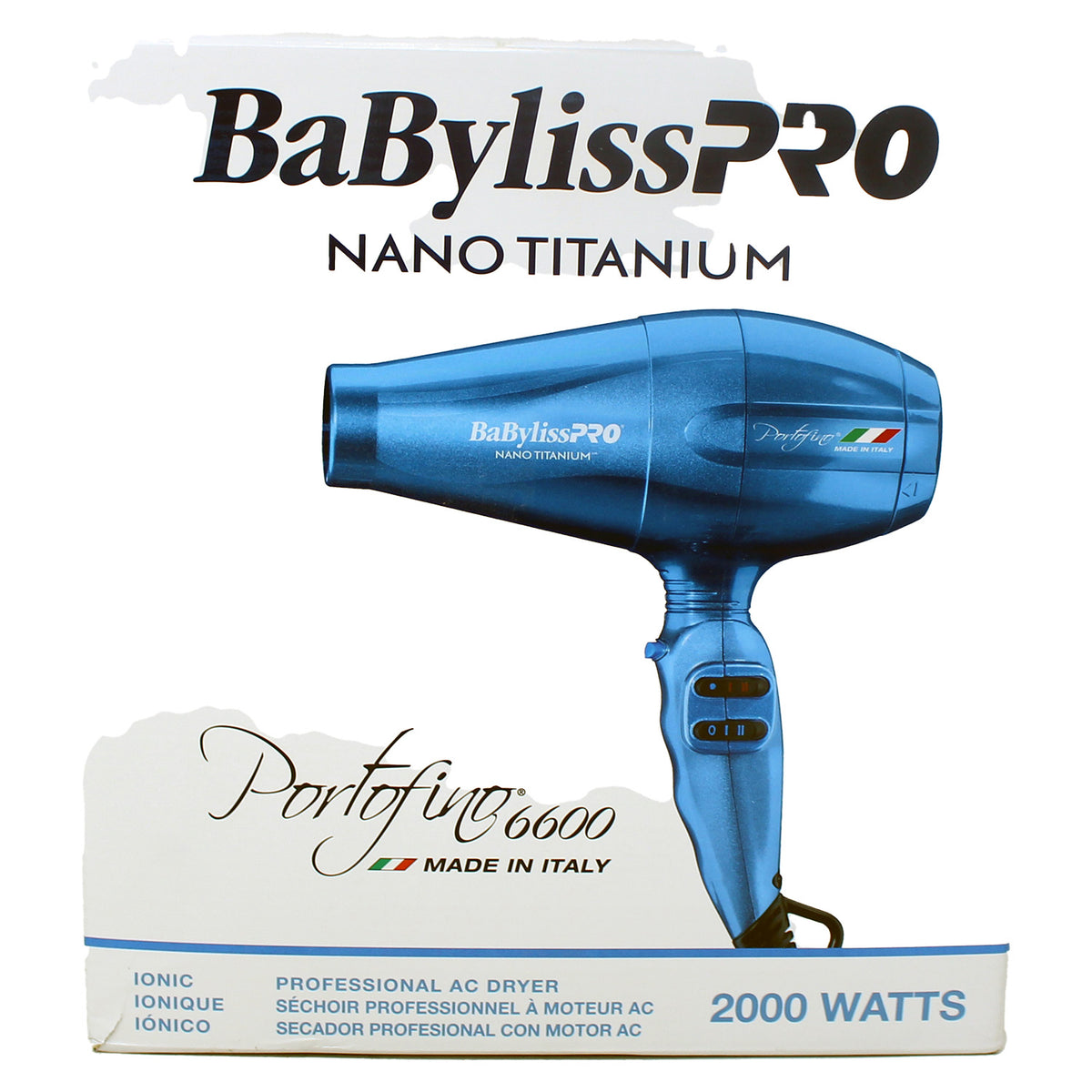 BaBylissPRO Nano Titanium Portofino Hair Dryer, 2000-Watt, Blue