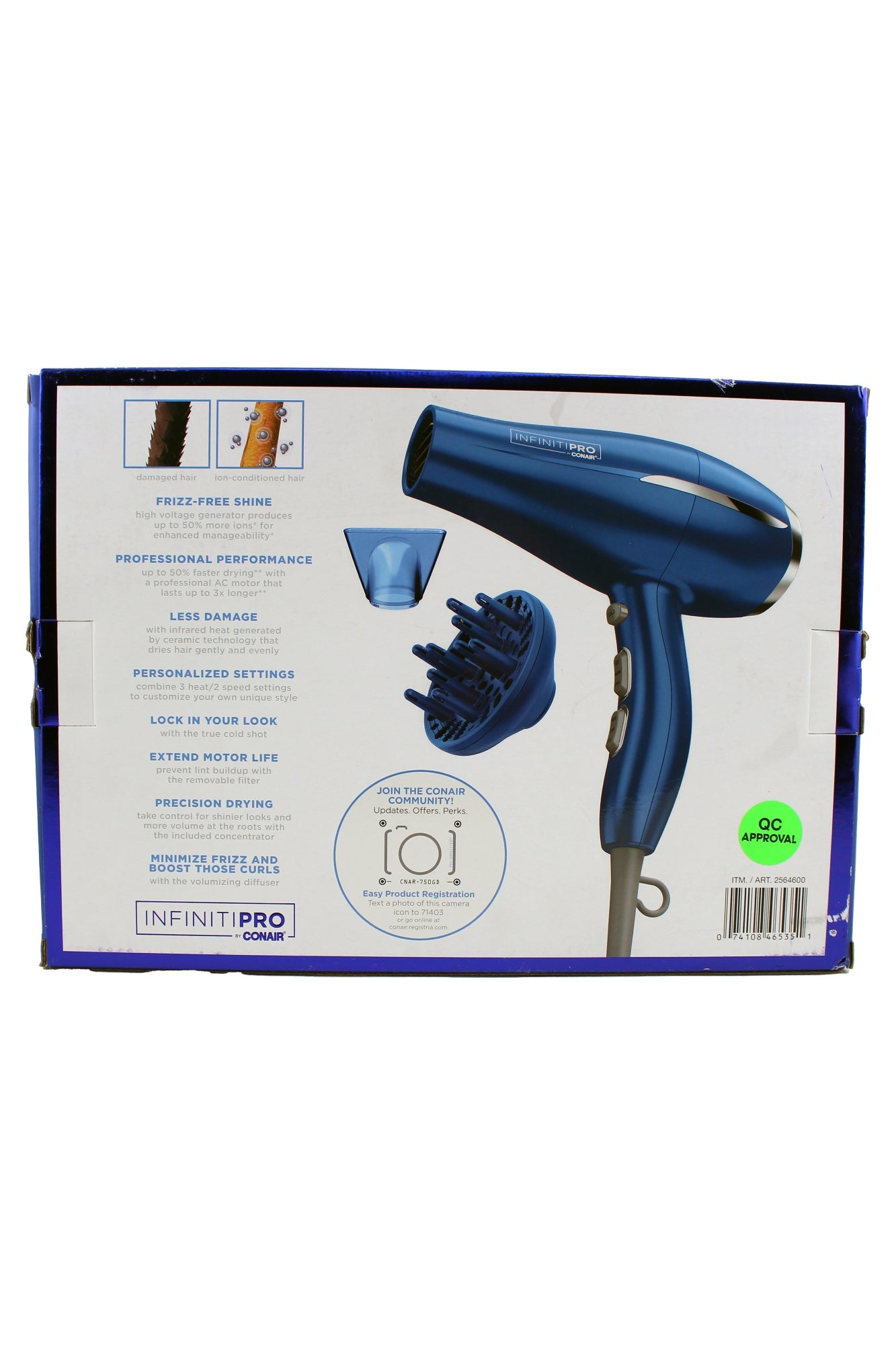Conair Infinitipro Frizz Free Pro Dryer Blue 1 Count