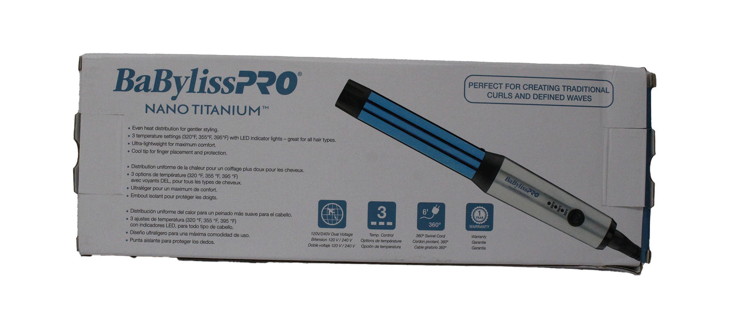 BaBylissPRO Nano Titanium Professional Curling Wand 1" Compact Travel Size