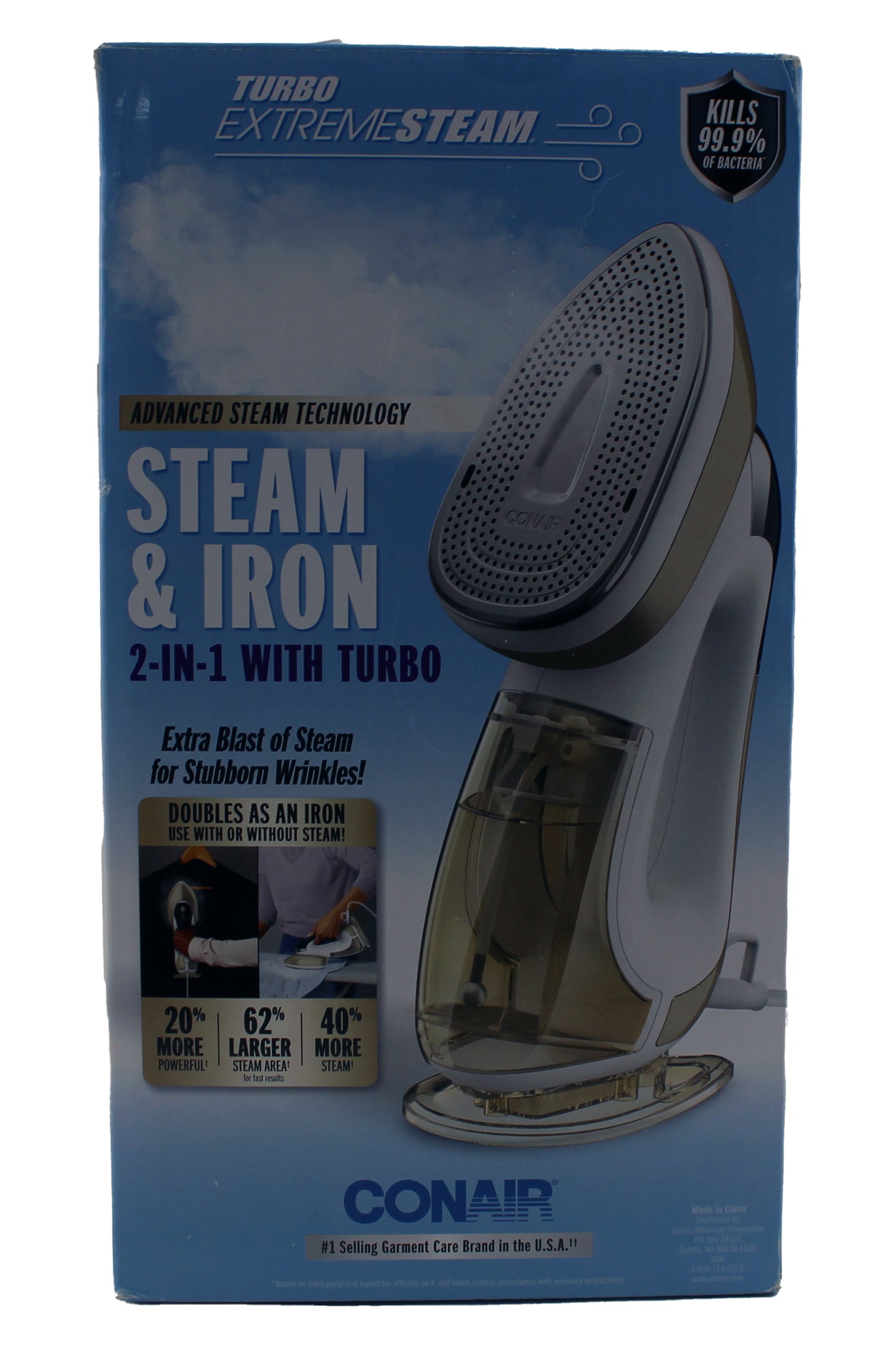 Conair Turbo Extreme Stream Steam and Iron 2 in 1 With Turbo White 1 Count