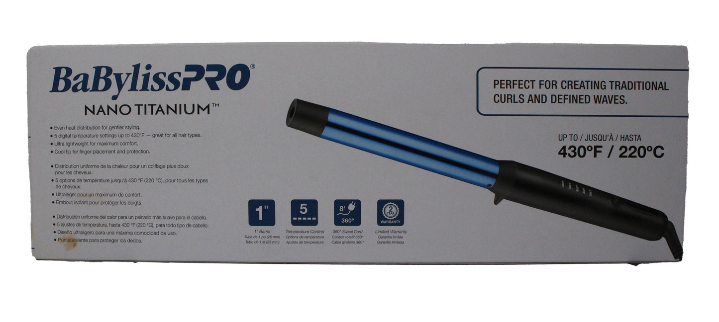 BaBylissPRO Nano Titanium Limited Edition Black & Blue 1" Curling Wand