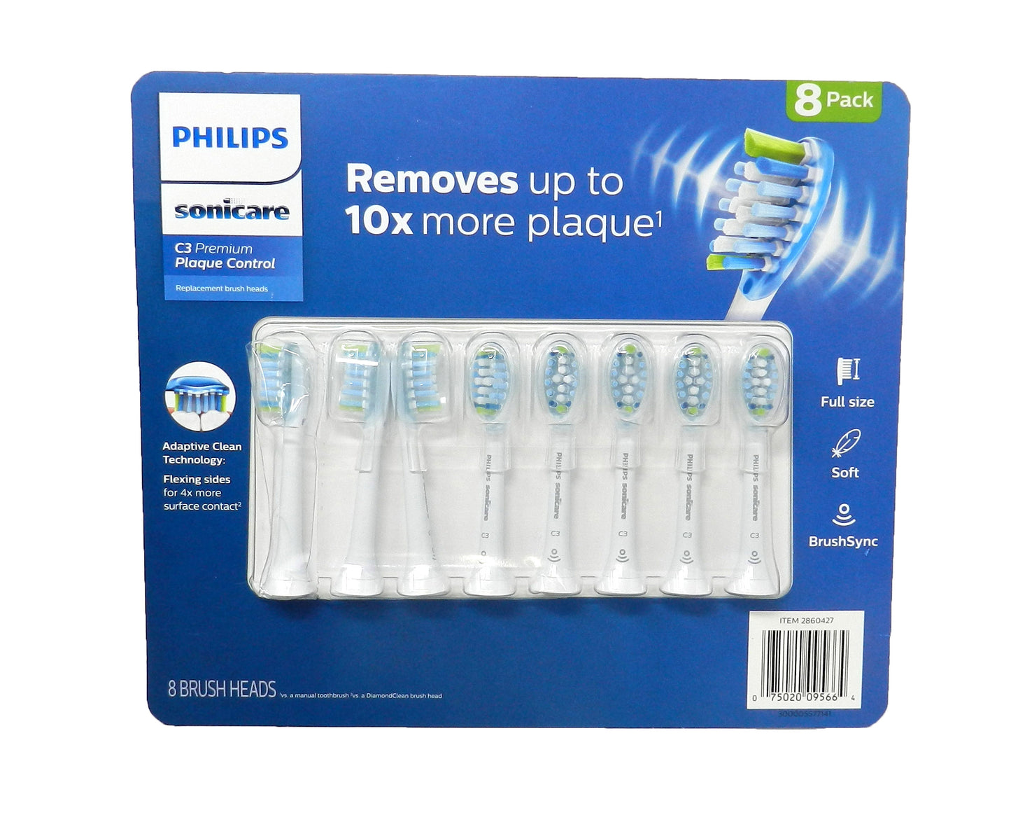 Philips Sonicare C3 Premium Plaque Control Sonic Toothbrush Heads, 8 Pack