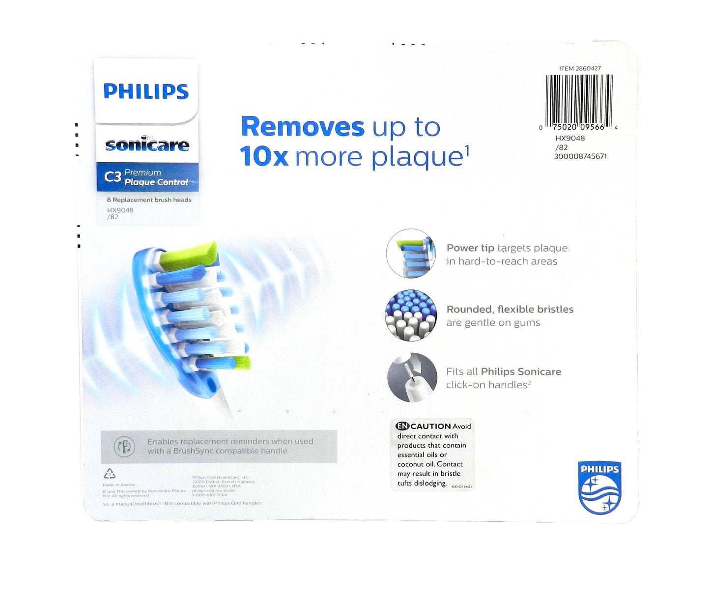 Philips Sonicare C3 Premium Plaque Control Sonic Toothbrush Heads, 8 Pack