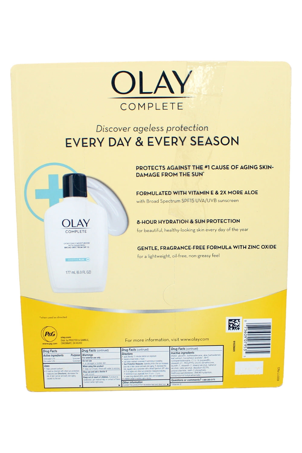 Olay Complete Sensitive Plus UV365 Daily Moiusturizer SPF 15 With Vitamine E and Aloe for Senstitive Skin Fragrance and