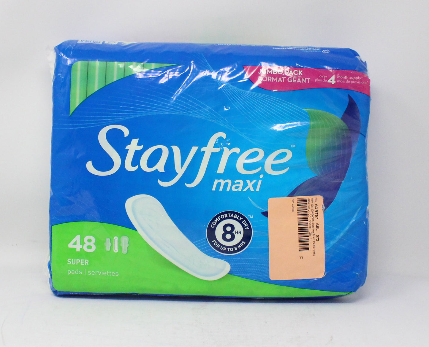 Stayfree Maxi Super Wingless Unscented Pads 48 Count