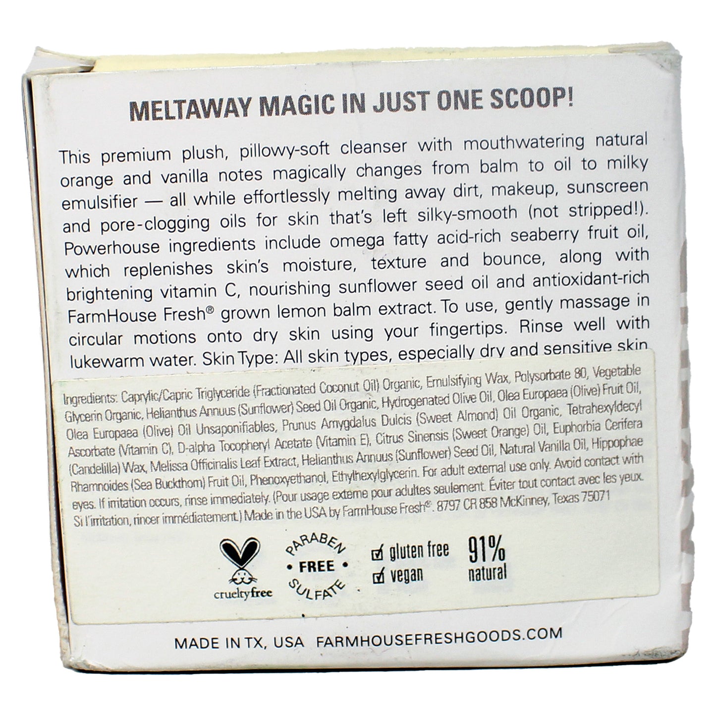 Farmhouse Fresh Make It Melt Silky Milk Cleansing Balm 3 Ounces