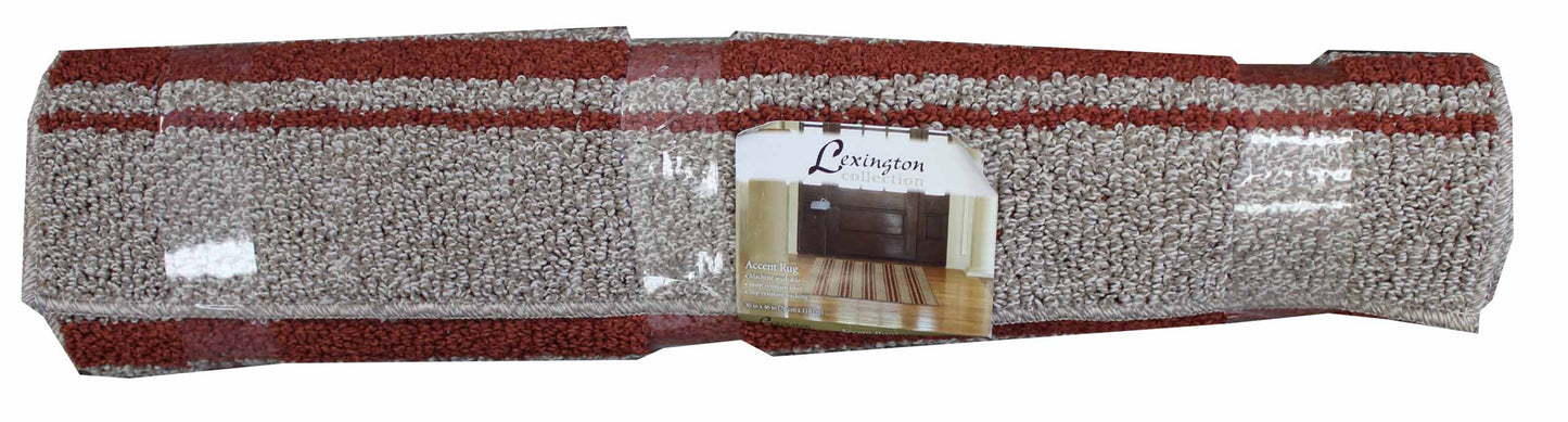 MohawK Home Lexington Collection Montrose Stripe/Pumpkin Accent Rug 30x46 Inch