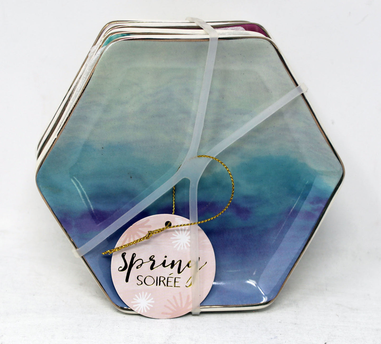 Jay Imports Spring Soiree Octagnal Stack Snack Plates 4 Pieces