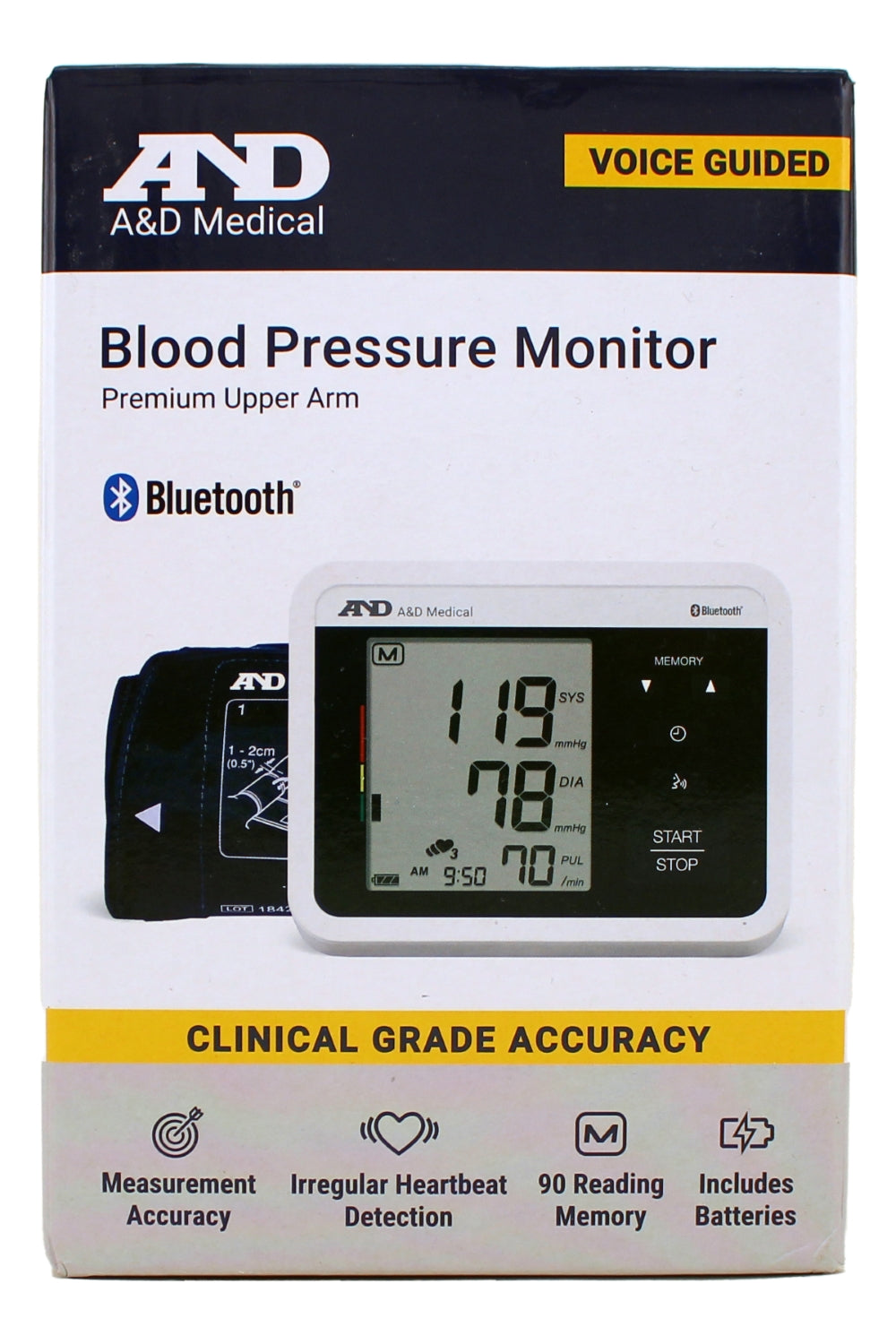 A+D Medical Blood Pressure Monitor Premium Upper Arm Voice Guided and Blue Tooth Enabled