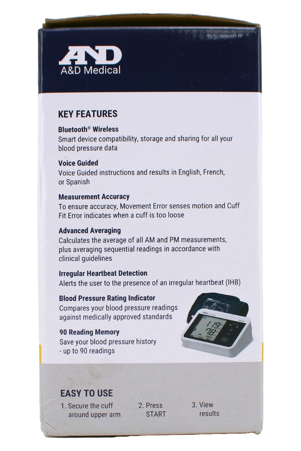 A+D Medical Blood Pressure Monitor Premium Upper Arm Voice Guided and Blue Tooth Enabled