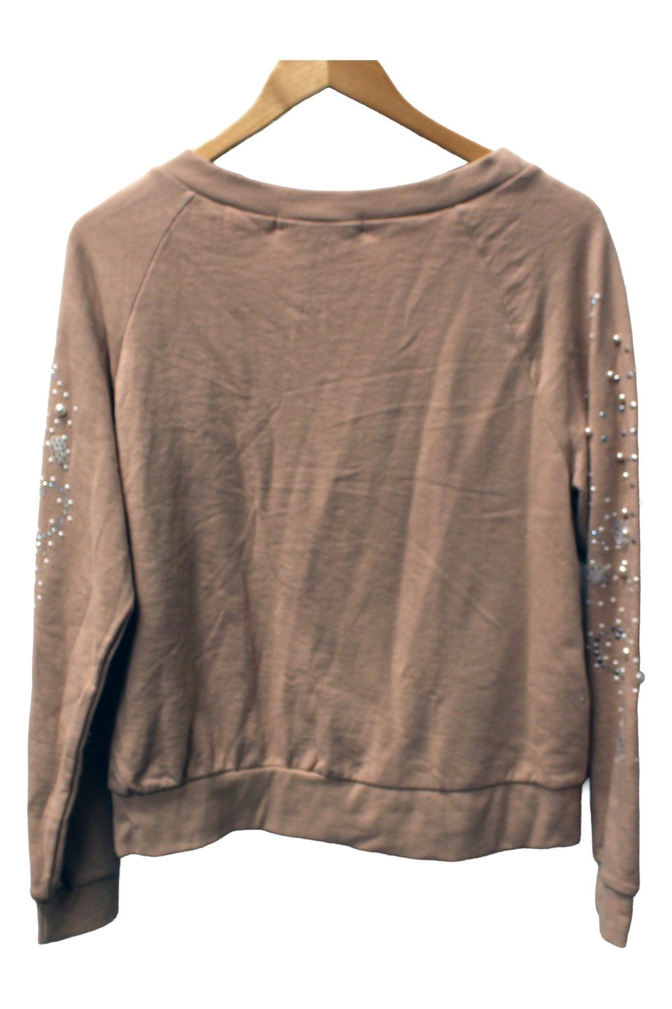 American Rag Soft Rose Oversized Jeweled Long Sleeve Sweatshirt XS