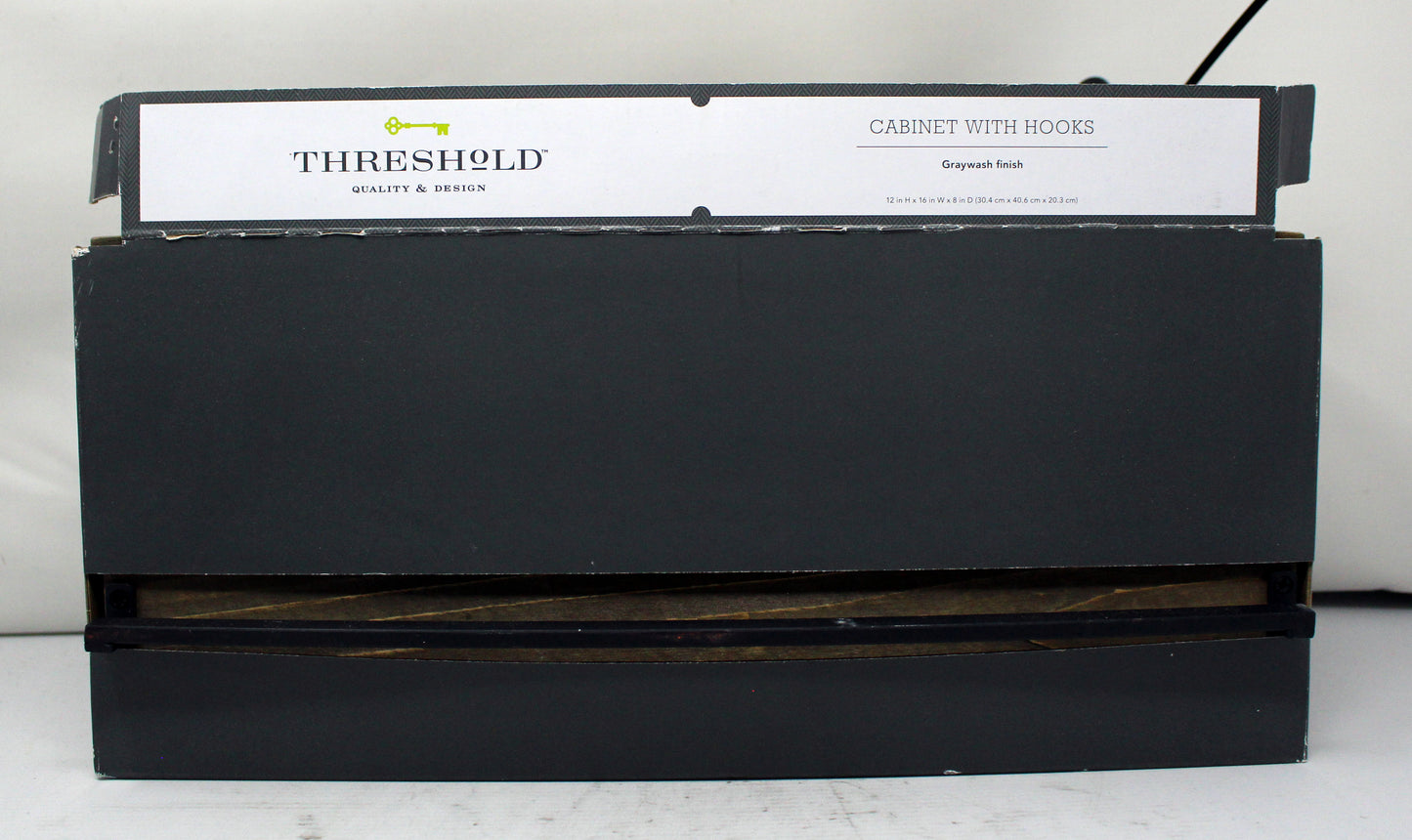 Threshold Graywash Finish Cabinet W/Hooks