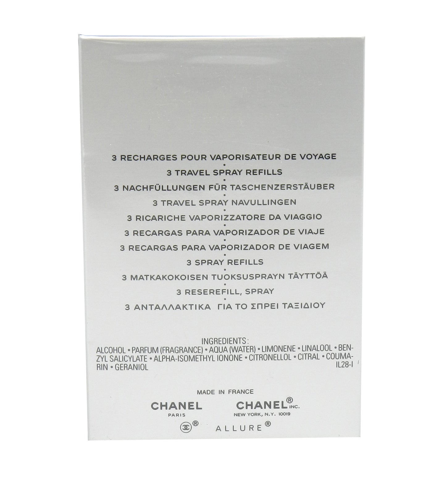 Chanel Allure Homme Sport Eau De Toilette Travel Spray Refills 3 X 0.7 Ounces