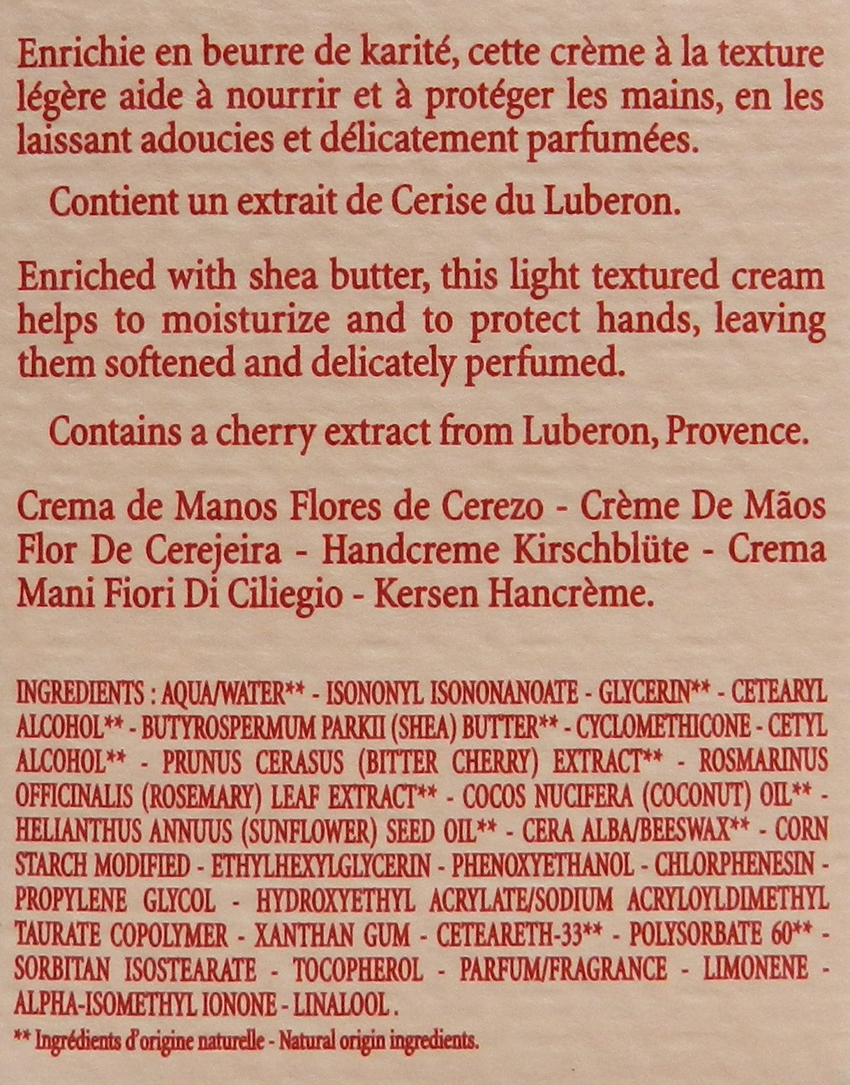 L'Occitane Cherry Blossom Hand Cream 2.6 Ounce