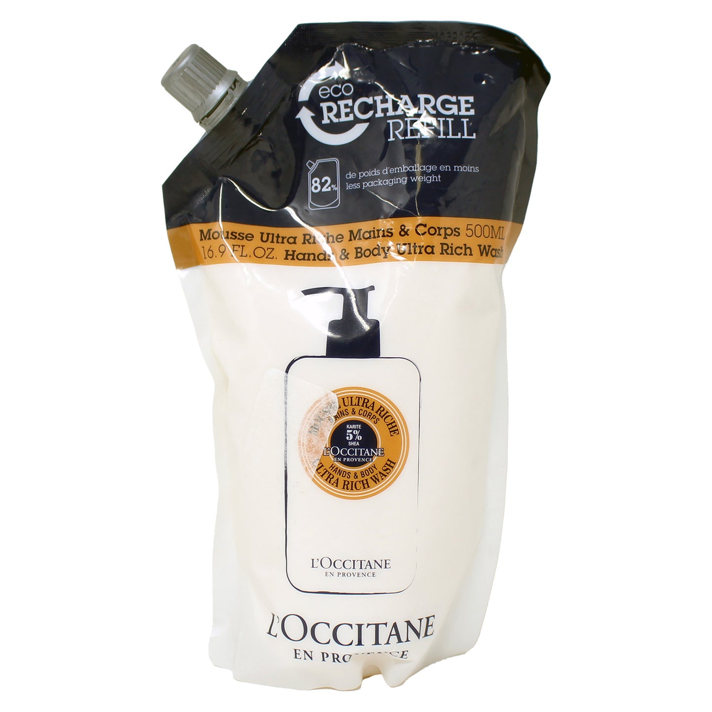 L'Occitane Shea Hands & Body Ultra Rich Wash Contains 5% Shea Refill Pouch 16.9 Fl Ounce