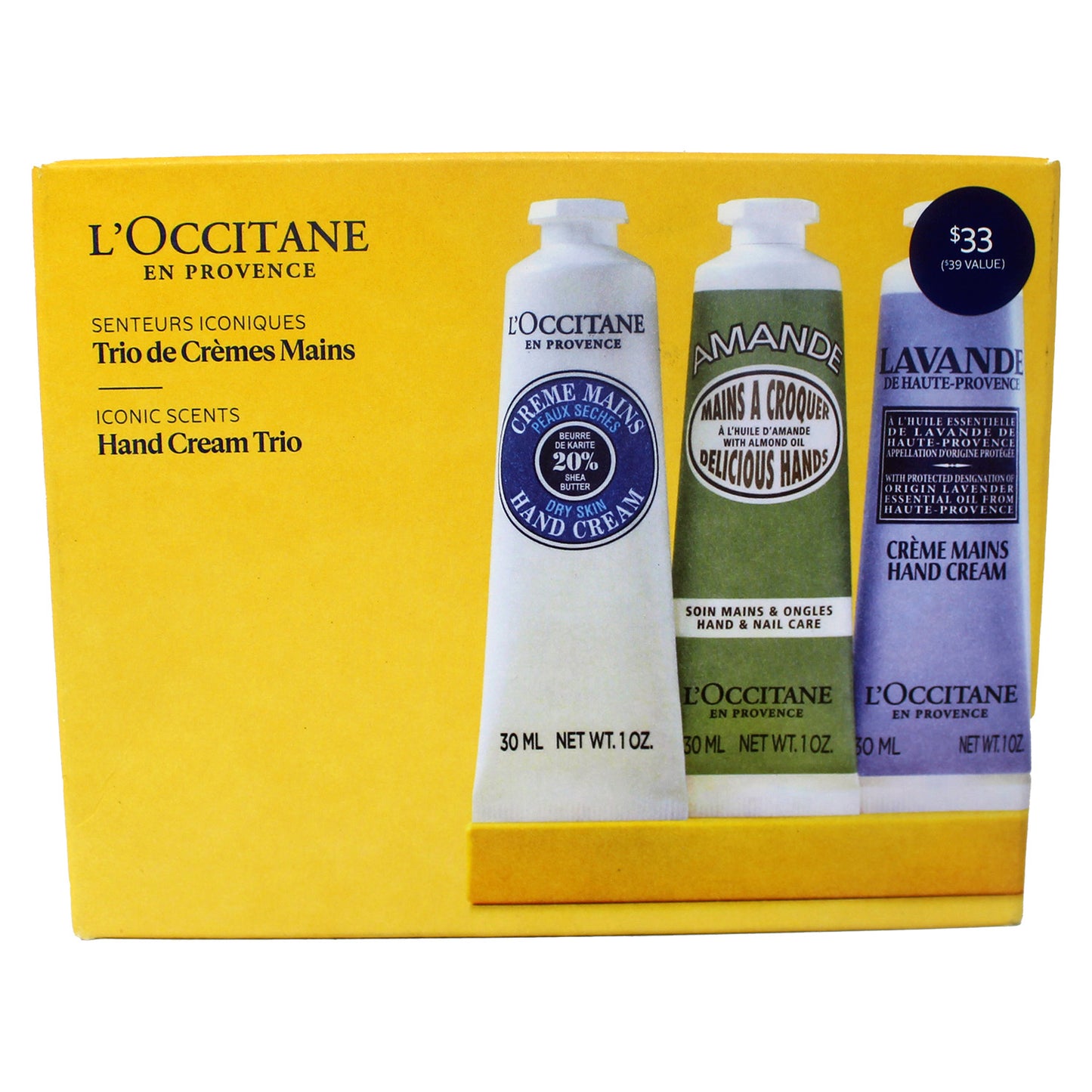 L'OCCITANE Hand Cream Classics, 3-Piece Set: Shea, Almond, Lavender