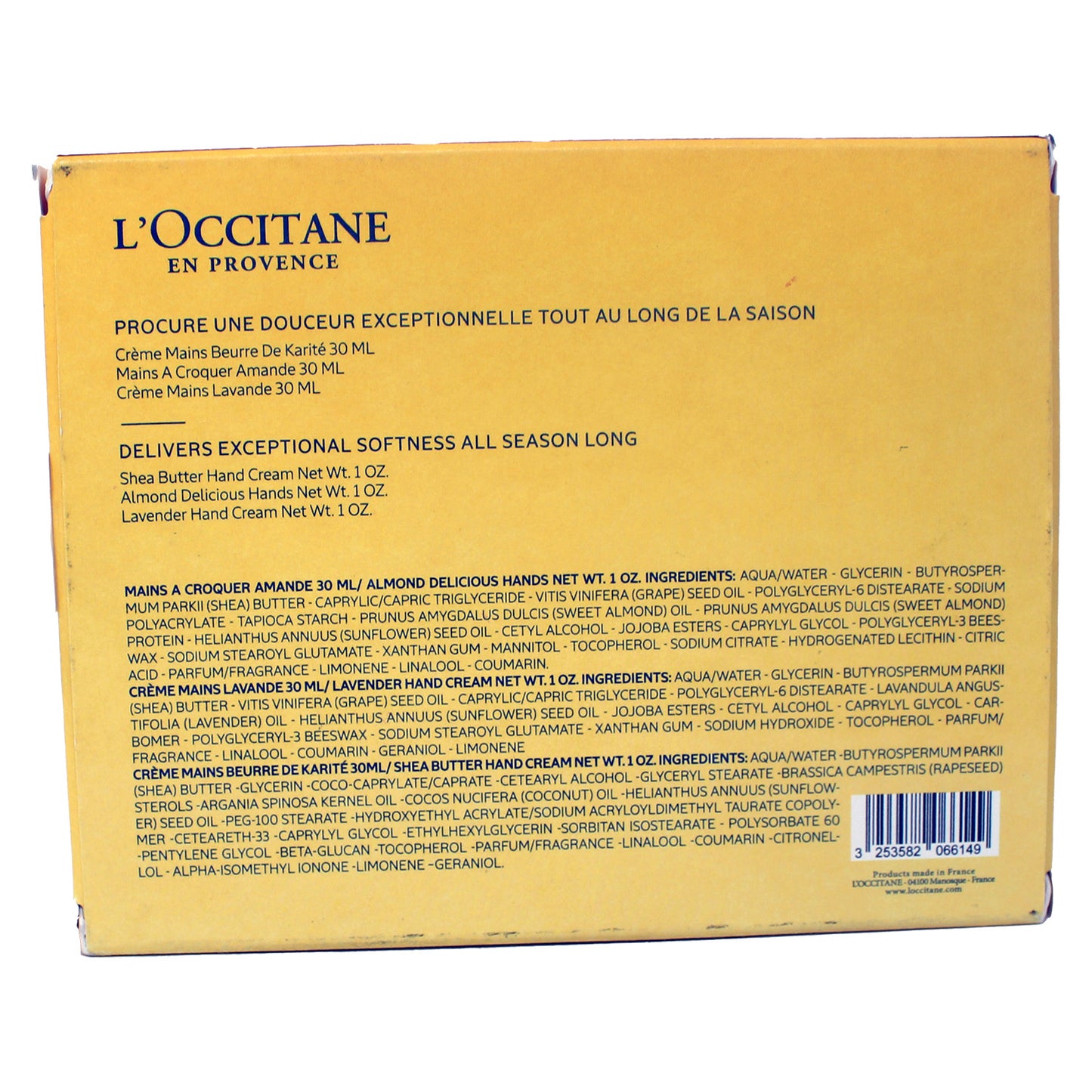 L'OCCITANE Hand Cream Classics, 3-Piece Set: Shea, Almond, Lavender