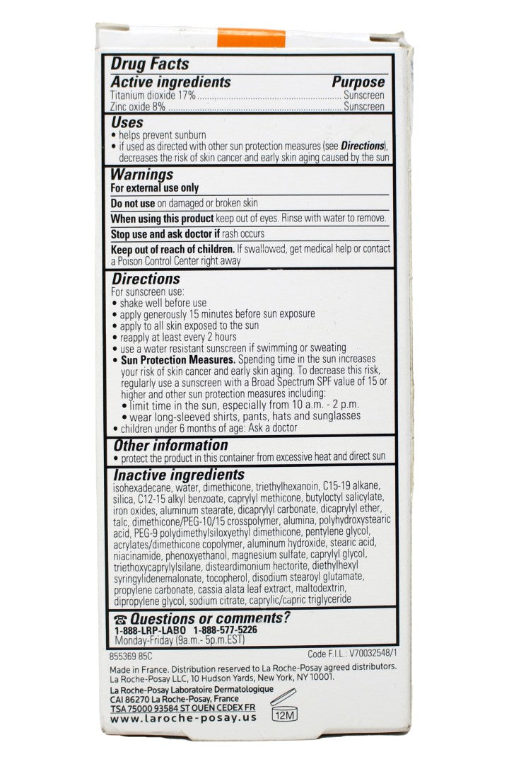 La Roche Posay Anthelios Tinted Mineral SPF 40 Light Fluid Sunscreen Medium 1.7 Ounces