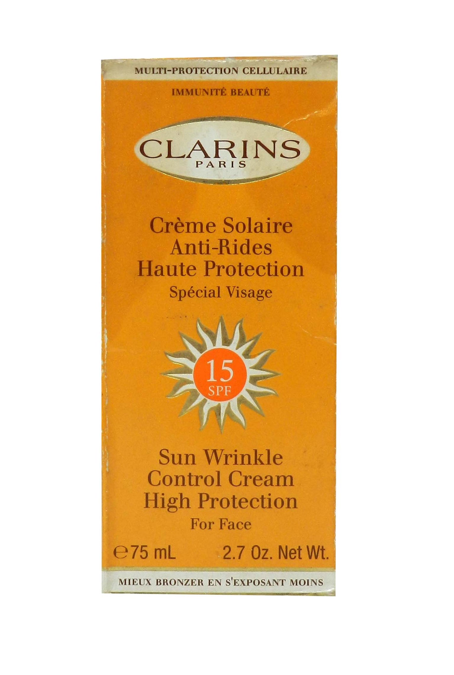 Clarins Sun Wrinkle Control Cream SPF 15 High Protection For Face 2.7 Ounces