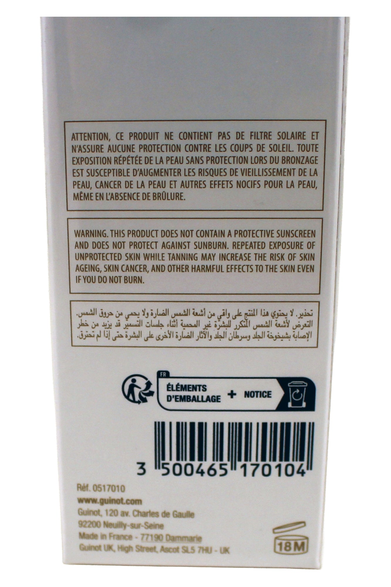 Guinot Lait Longue Vie Soleil Youth After Sun Body Lotion 4.4 Ounce