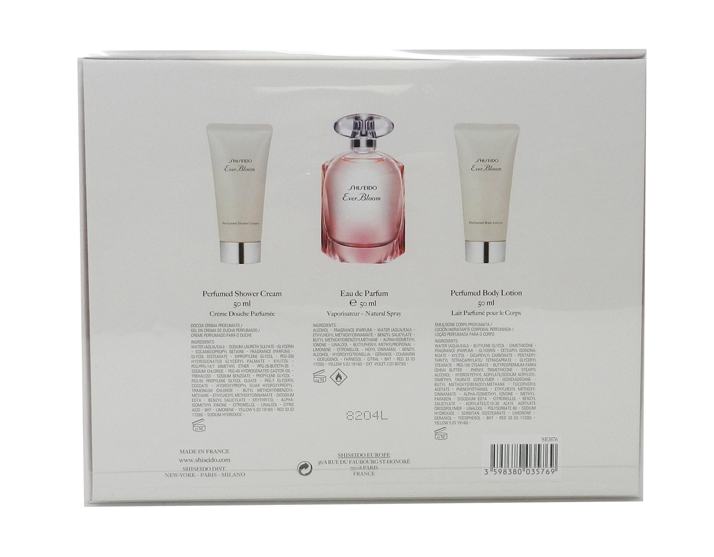 Shiseido Ever Bloom (Eau De Parfum, Perfumed Shower Gel and Perfumed Body Lotion Set 1.7 Ounce Each