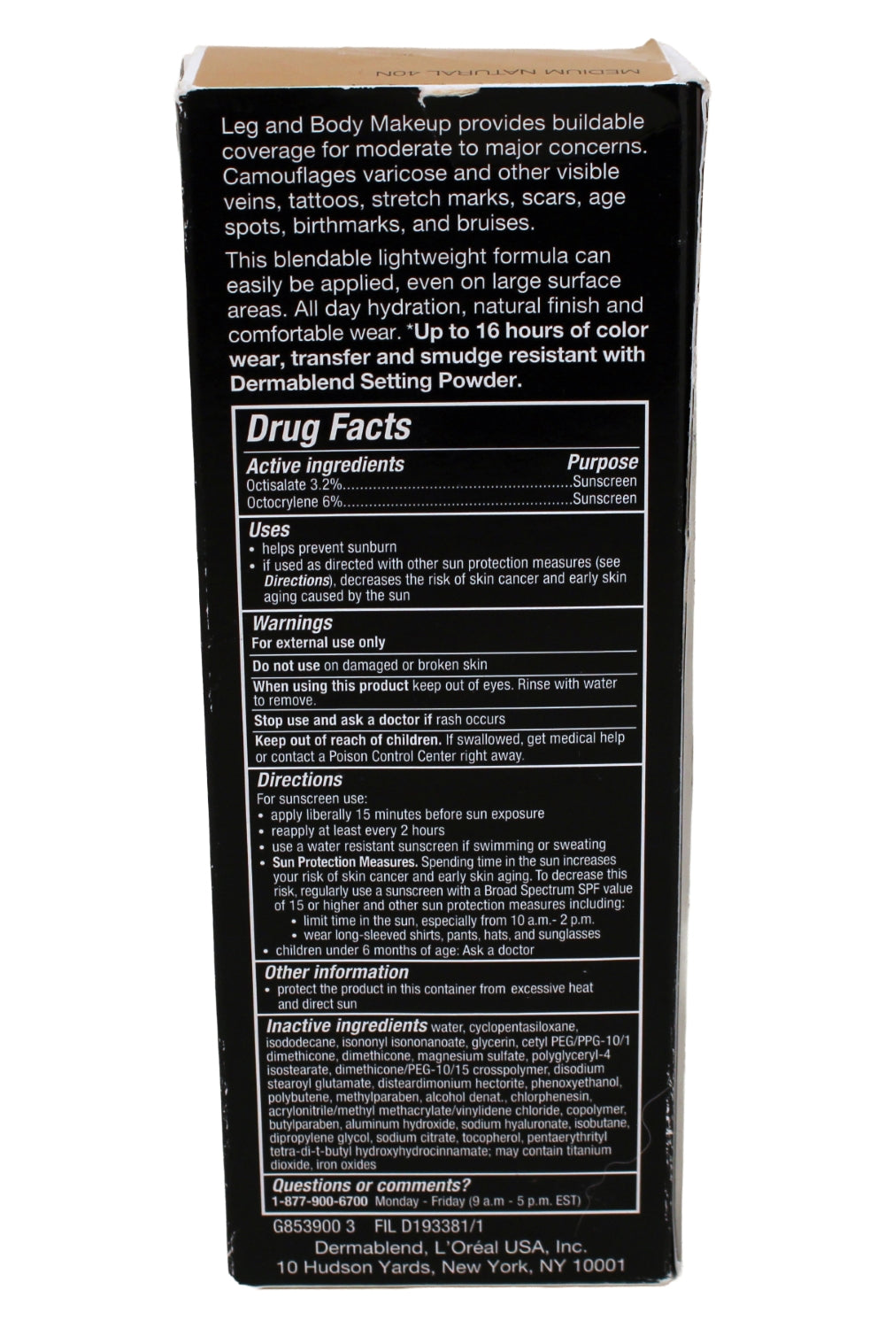 Dermablend Leg and Body Makeup Foundation, SPF 25, 40N Medium Natural, 3.4 oz