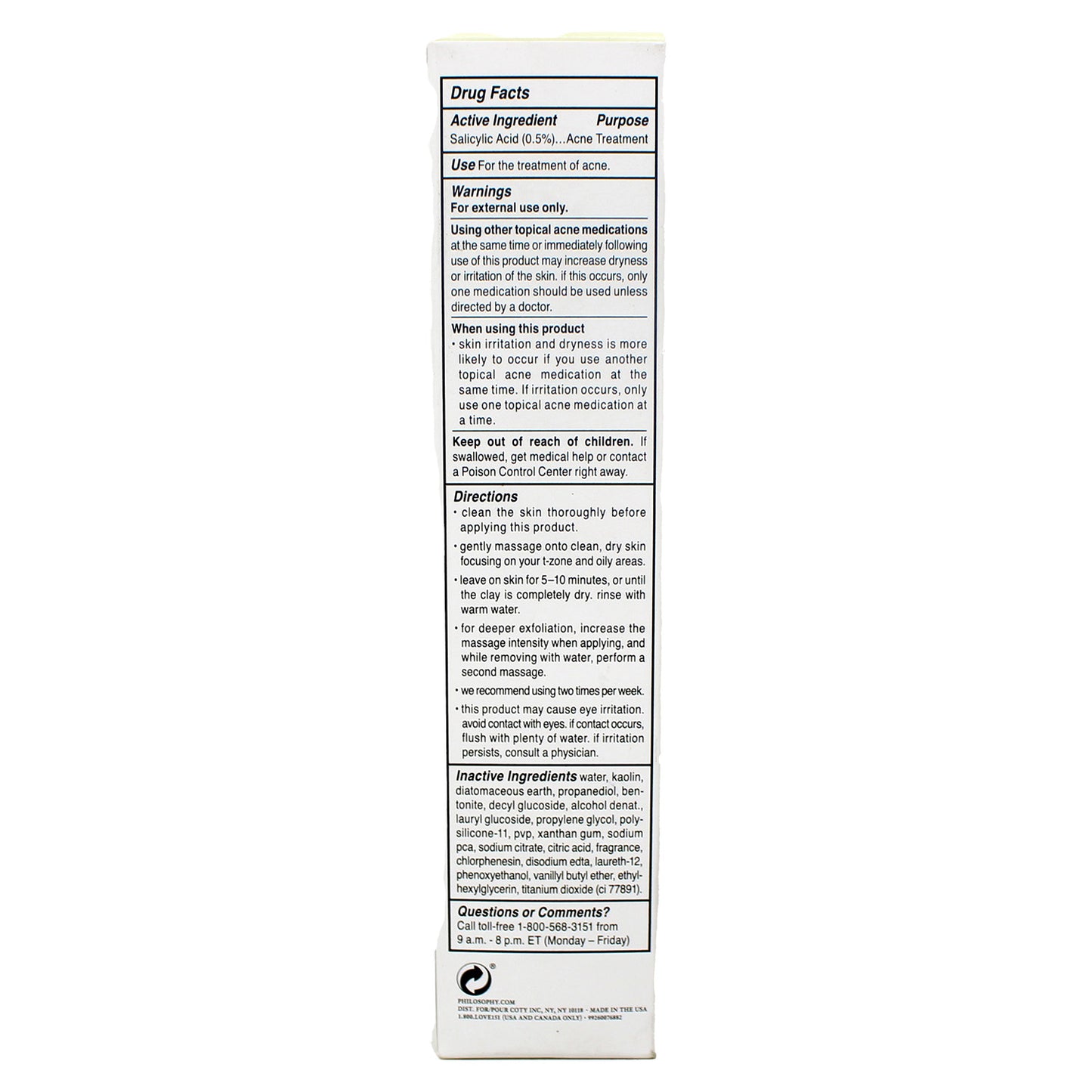 Philosophy Purity Pore Extractor Clay Mask 2.50 Fluid Ounces