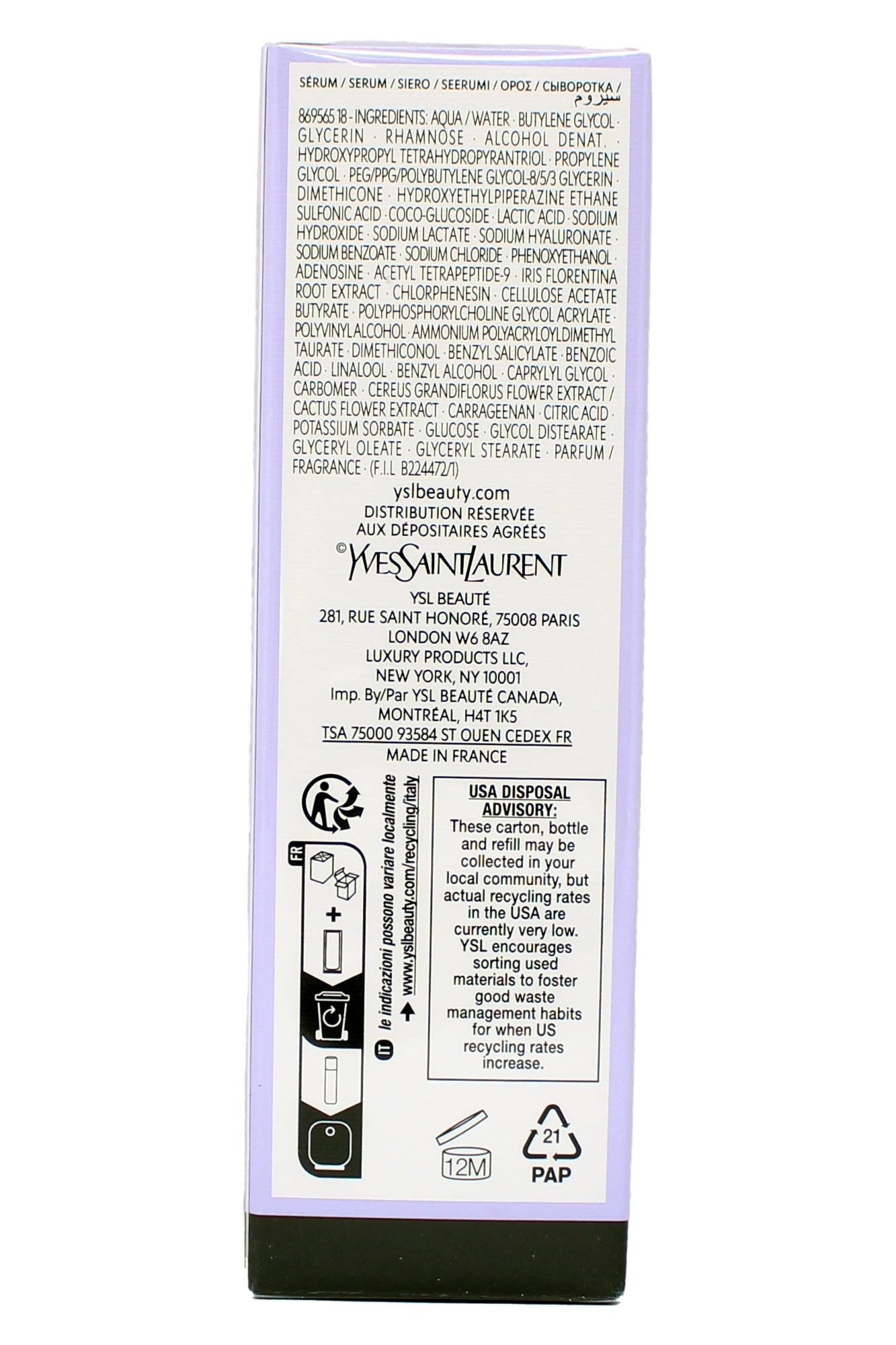 Yves Saint Laurent Pure Shots Lines Away Serum 1 Ounce